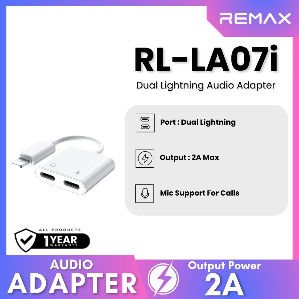 REMAX - RL-LA07i Concise Series Dual Lightning Audio Adapter - White