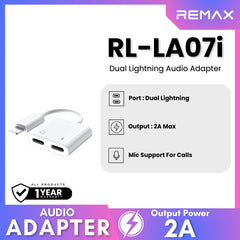 REMAX - RL-LA07i Concise Series Dual Lightning Audio Adapter - White