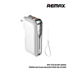 REMAX RPP-532 Glory Series 10000mAh PD+QC Fast Charging Power Bank(PD 20W+QC 22.5W) - White