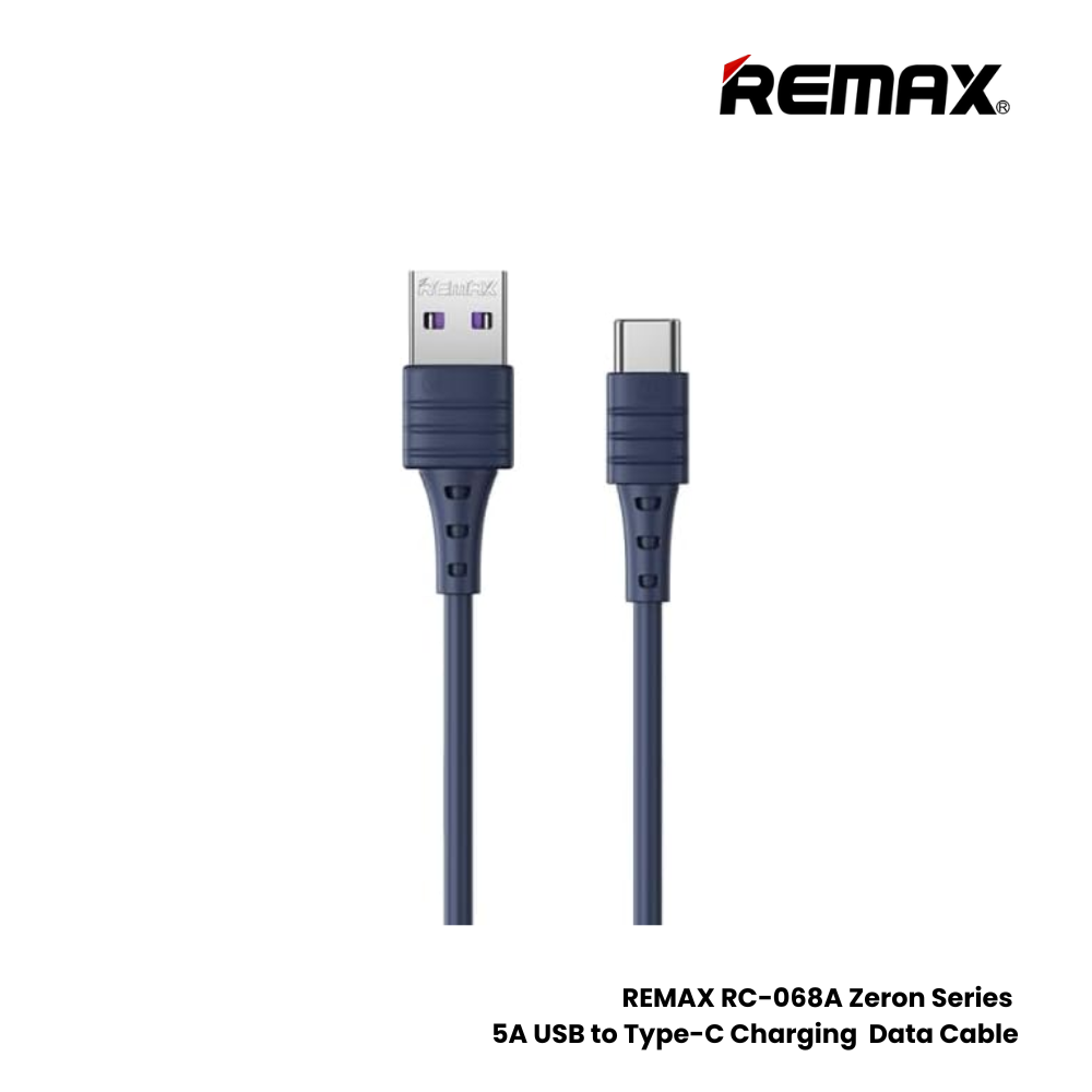 5A ( Type-C )-REMAX RC-068A Zeron Series 5A USB To Type-C Fast Charging Data Cable - Blue