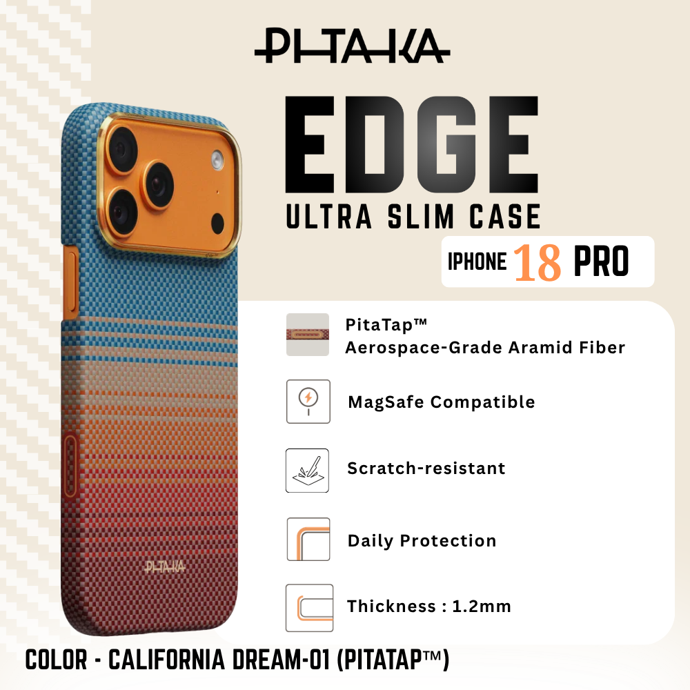 PITAKA - iPhone 18 Pro Case ( California Dream 01 Edge Case ) - Sunrise