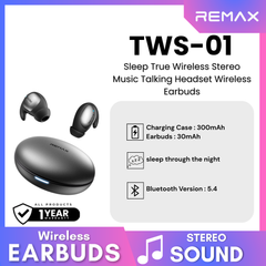 REMAX - TWS-01 Sleep True Wireless Stereo Music Talking WIreless Earbuds - Grey