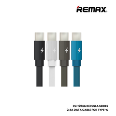 2.4A ( Type-C )-REMAX RC-094A Kerolla Series 2.4A USB to Type-C 2.4A Charging Data Cable - White