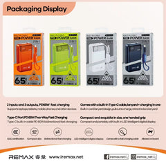 REMAX - T132 11850mAh Built-In-Cable Fast Charging Power Bank ( PD65W + QC22.5W ) - Green