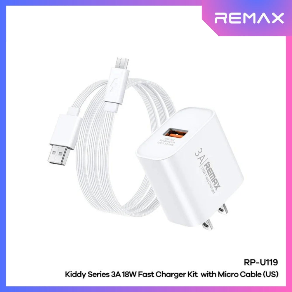 REMAX - RP-U119 Micro Kiddy Series Fast Charger Set (18W) - White