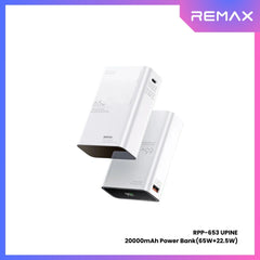 REMAX RPP-653 Upine Series 20000mAh PD+QC Fast Charging Power Bank(PD 65W+QC 22.5W) - White
