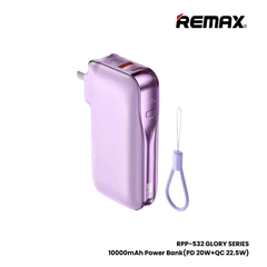 REMAX RPP-532 Glory Series 10000mAh PD+QC Fast Charging Power Bank(PD 20W+QC 22.5W) - Purple