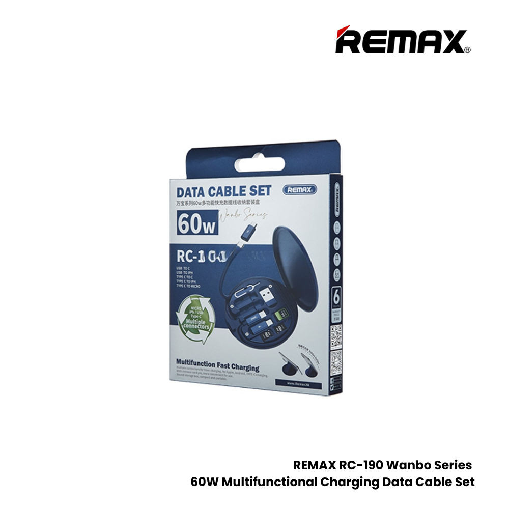 REMAX RC-190 Wanbo Series 60W Multifunctional Charging Data Cable Set - White