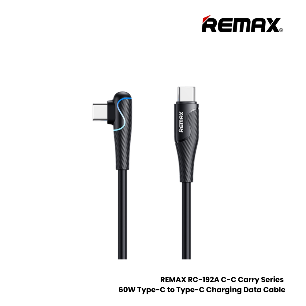 60W ( C to C )-REMAX RC-192A C-C Carry Series 60W Type-C to Type-C Fast Charging Data Cable - Black