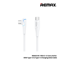 60W ( C to C )-REMAX RC-192A C-C Carry Series 60W Type-C to Type-C Fast Charging Data Cable - White