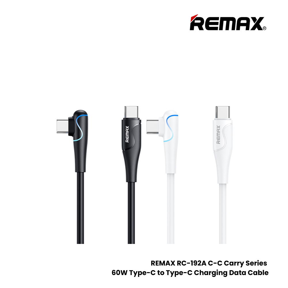 60W ( C to C )-REMAX RC-192A C-C Carry Series 60W Type-C to Type-C Fast Charging Data Cable - Black