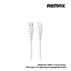 20W ( C to Lightning )-REMAXRC-068i C-L Zeron Series 20W Type-C to Lightning Fast Charging PD Charging Data Cable - White