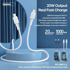 20W ( C to Lightning )-REMAXRC-068i C-L Zeron Series 20W Type-C to Lightning Fast Charging PD Charging Data Cable - Blue