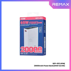 REMAX RPP-653 Upine Series 20000mAh PD+QC Fast Charging Power Bank(PD 65W+QC 22.5W) - White