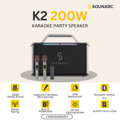 SOUNARC K2 200W Karaoke Party Speaker