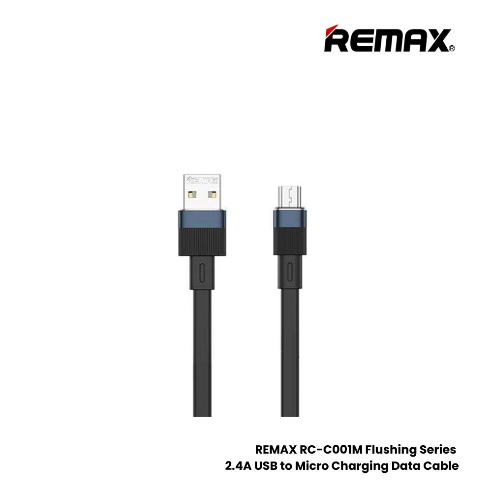 REMAX RC-C001M Flushing Series 2.4A USB to Micro Charging Data Cable - Black