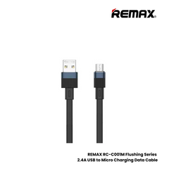 REMAX RC-C001M Flushing Series 2.4A USB to Micro Charging Data Cable - Black