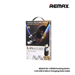 REMAX RC-C001M Flushing Series 2.4A USB to Micro Charging Data Cable - Blue