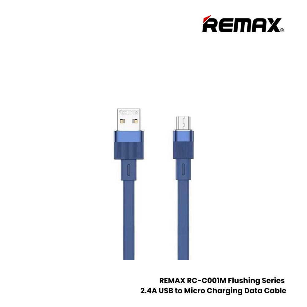 REMAX RC-C001M Flushing Series 2.4A USB to Micro Charging Data Cable - Blue