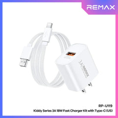 REMAX - RP-U119 Type-C Kiddy Series Fast Charger Set (18W) - White
