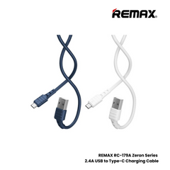 2.4A ( Type-C )-REMAX RC-179A Zeron Series 2.4A USB to Type-C Fast Charging Data Cable - White