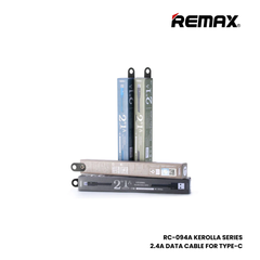 2.4A ( Type-C )-REMAX RC-094A Kerolla Series 2.4A USB to Type-C 2.4A Charging Data Cable - Black