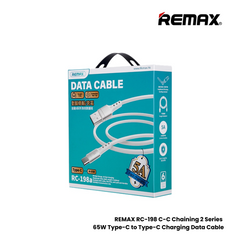 65W ( C to C )-REMAX RC-198 C-C Chaining 2 Series 65W Type-C to Type-C Fast Charging PD Charging Data Cable - White