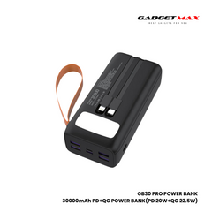 GADGET MAX GB-30 Pro 30000mAh PD+QC Fast Charging Power Bank(PD 20W+QC 22.5W) - Black