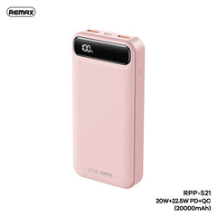 Remax RPP-521 20000Mah Bole Series PD20W+QC22.5W Fast Charging Power Bank-Pink