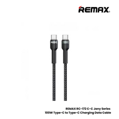 100W ( C to C )-REMAX RC-172 C-C Jany Series 100W Type-C to Type-C Fast Charging PD Charging Data Cable - Black