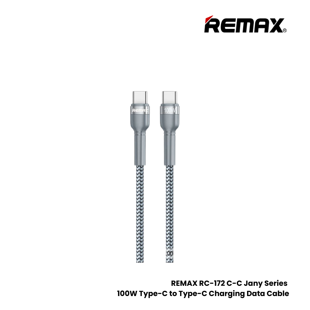 100W ( C to C )-REMAX RC-172 C-C Jany Series 100W Type-C to Type-C Fast Charging PD Charging Data Cable - Silver