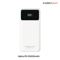 GADGET MAX - GB106 Alpha PD 30000mAh PD+QC Fast Charging Digital Power Bank ( 20W+22.5W ) - White