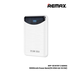 REMAX RPP-60 Ritry 2 Series 10000mAh PD+QC Fast Charging Power Bank(PD 20W+QC 22.5W) - White