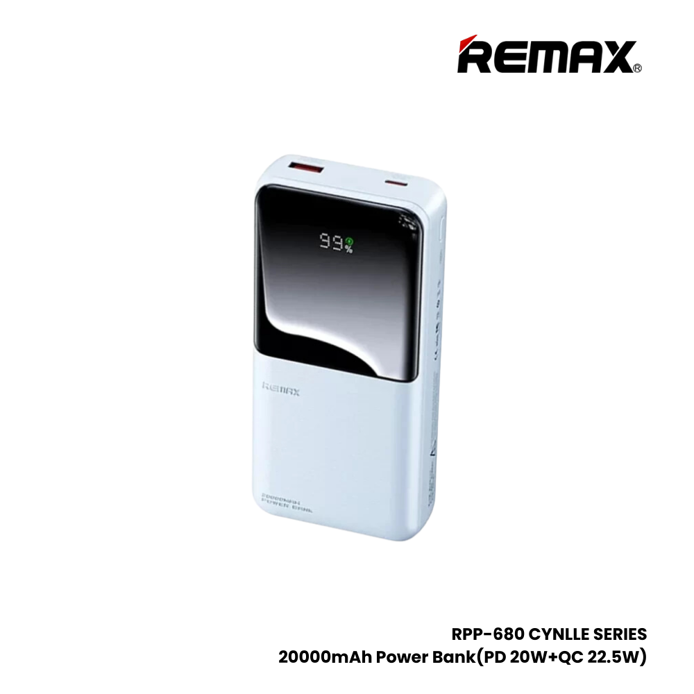 REMAX RPP-680 Cynlle Series 20000mAh PD+QC Fast Charging Power Bank(PD 20W+QC 22.5W) - Blue