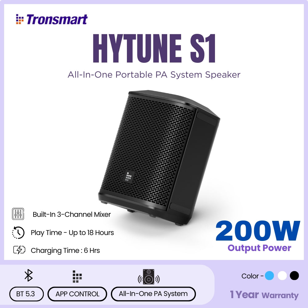 TRONSMART - Hytune S1 All-In-One Portable PA System Portable Bluetooth Speaker
