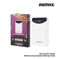 REMAX RPP-60 Ritry 2 Series 10000mAh PD+QC Fast Charging Power Bank(PD 20W+QC 22.5W) - White