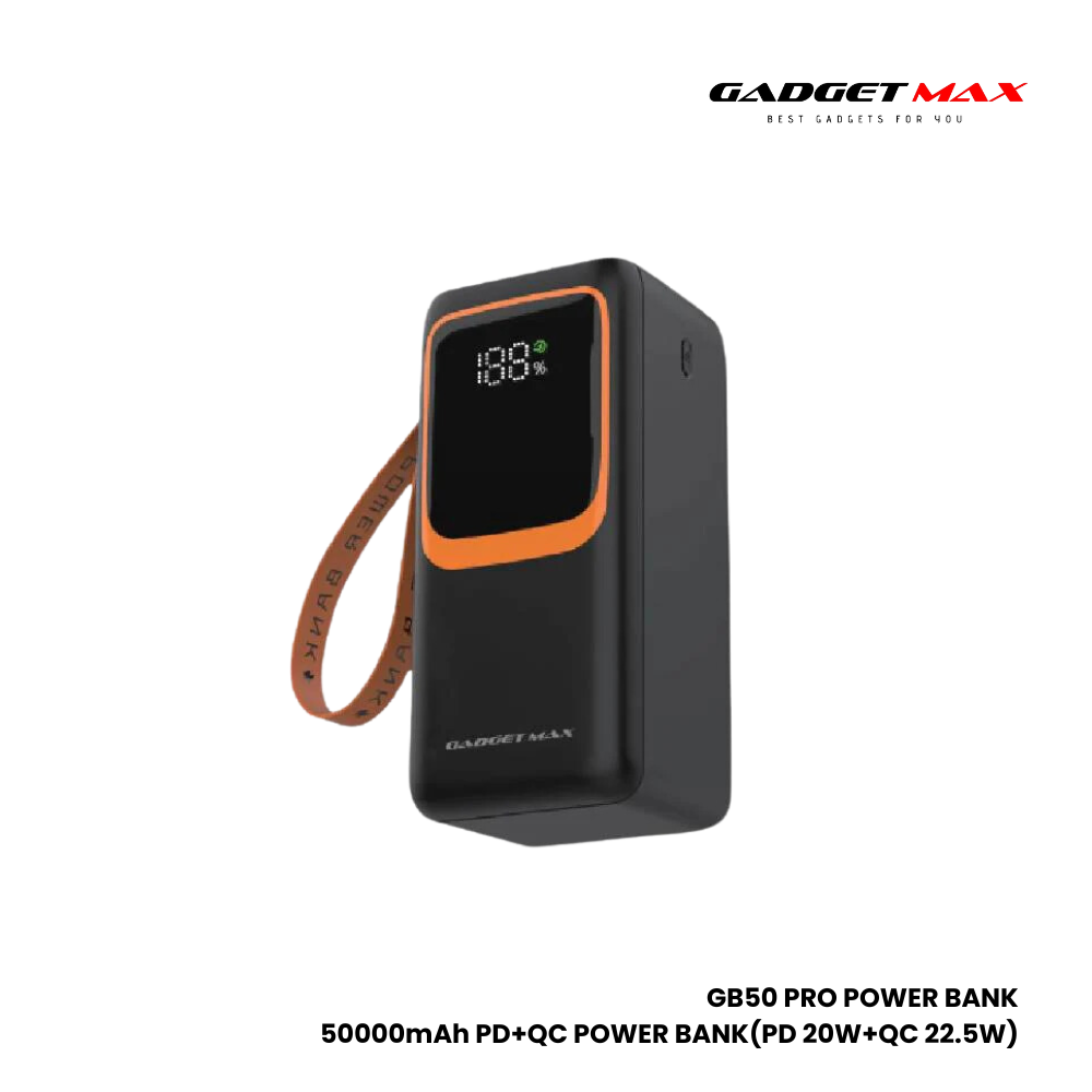 GADGET MAX GB-50 Pro 50000mAh PD+QC Fast Charging Power Bank(PD 20W+QC 22.5W) - Black