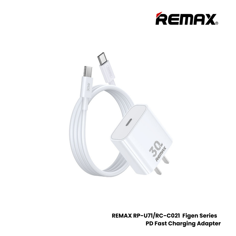 REMAX RP-U71/RC-C021 Figen Series 30W Gan PD Charger Set (PD+ C-C)- White