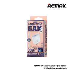 REMAX RP-U71/RC-C021 Figen Series 30W Gan PD Charger Set (PD+ C-C)- White