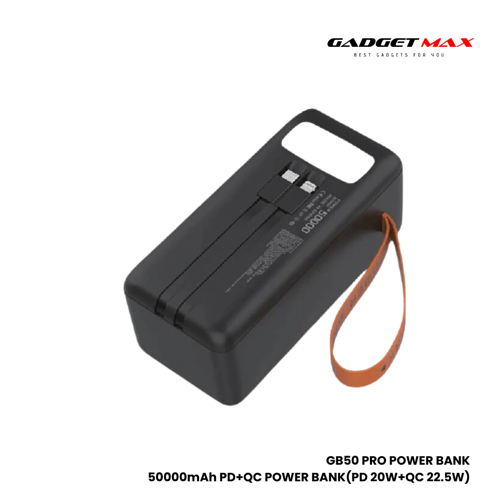 GADGET MAX GB-50 Pro 50000mAh PD+QC Fast Charging Power Bank(PD 20W+QC 22.5W) - Black