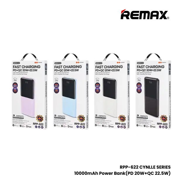 REMAX RPP-622 Cynlle Series 10000mAh PD+QC Fast Charging Power Bank(PD 20W+QC 22.5W) - White