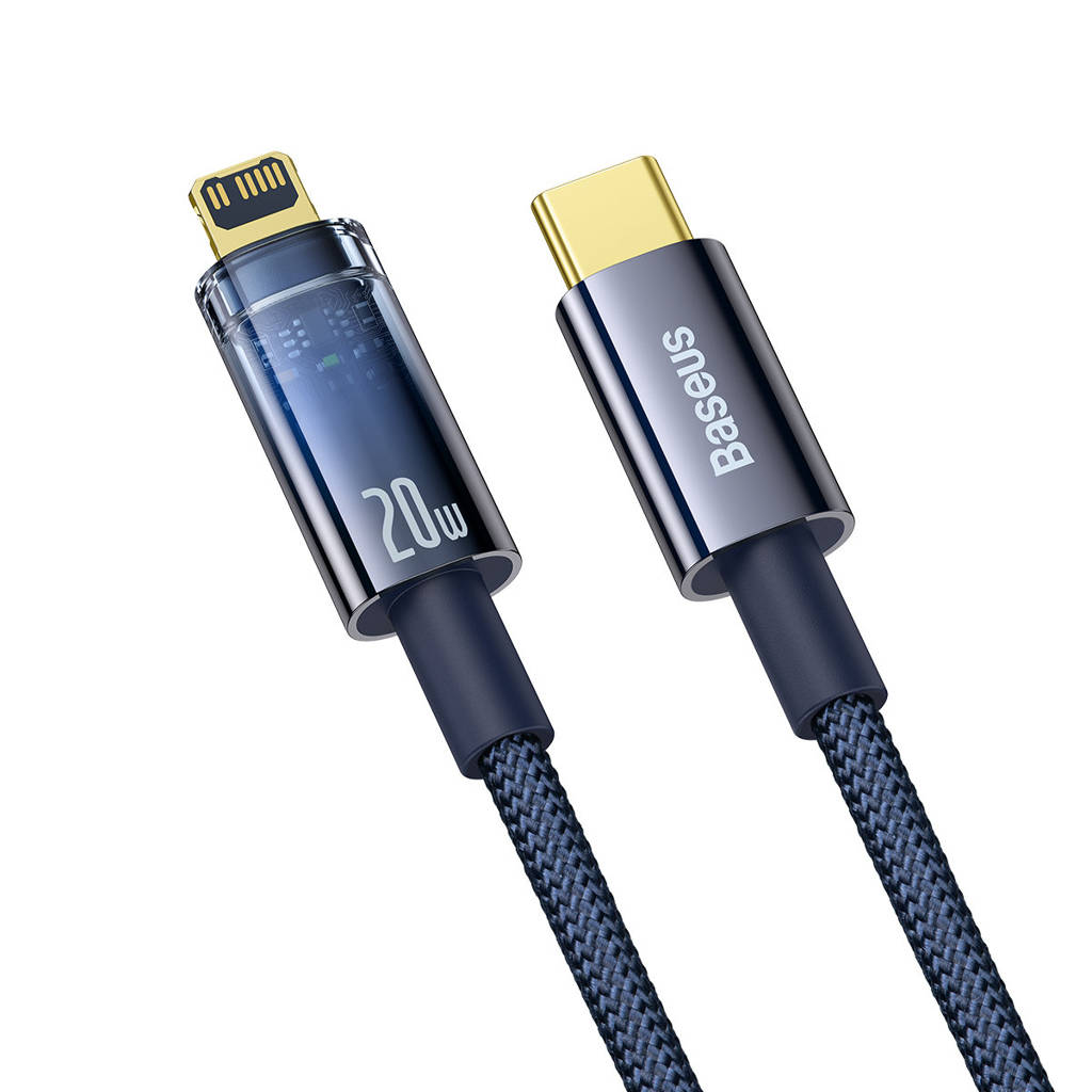 BASEUS EXPLORER SERIES AUTO POWER-OFF FAST CHARGING DATA CABLE TYPE-C TO IPH (20W)(2M) - Blue