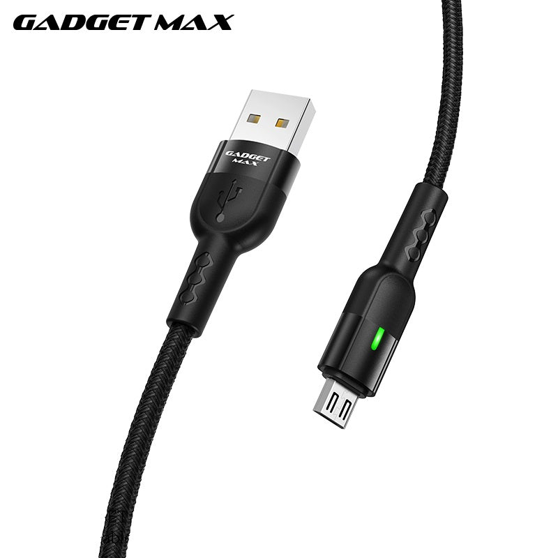 GADGET MAX GX05 MICRO 2.4A AUTO DISCONNECT DATA CABLE FOR MICRO (2.4A)(1.2M) - BLACK