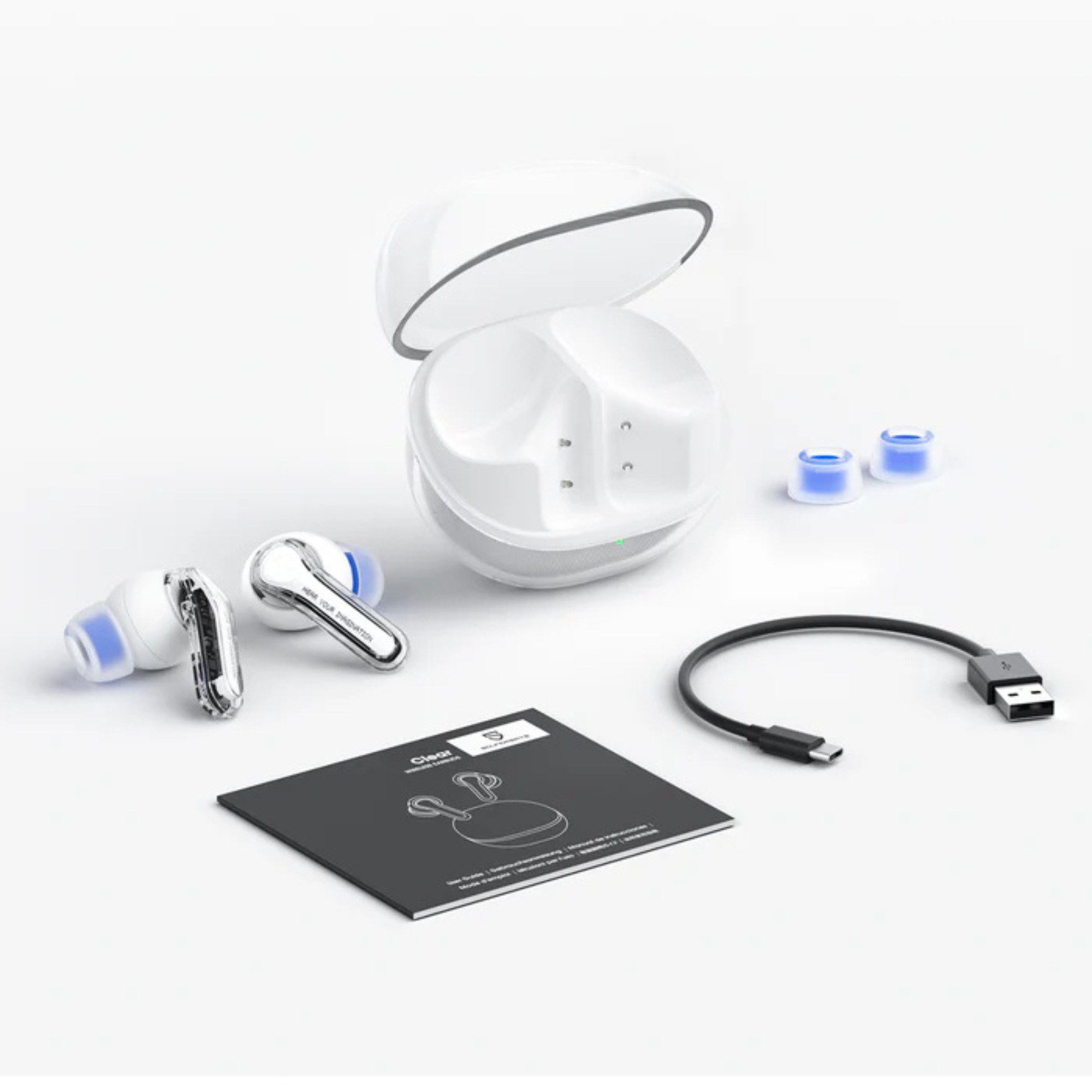 SOUNDPEATS - Clear Bluetooth Wireless Earbuds - Black