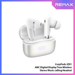 REMAX - COZYPODS JZ01 ANC Digital Display Bluetooth Wireless Earbuds - White