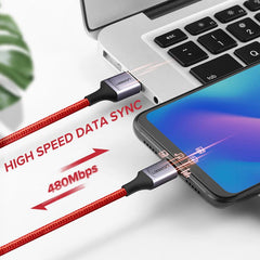 UGREEN US292 USB TO USB 2.0 TYPE.C CABLE 1M (QC3.0A) (5V2A - 480MB) (NYLON BRAID) (NICKEL PLATING ALUMINUM BRAID) - Red