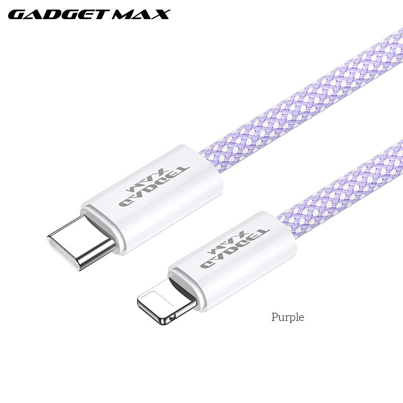 GADGET MAX GX15 FAST CHARGING TYPE-C TO LIGHTING CHARGING DATA CABLE PD(20W) (1.2M) - PURPLE