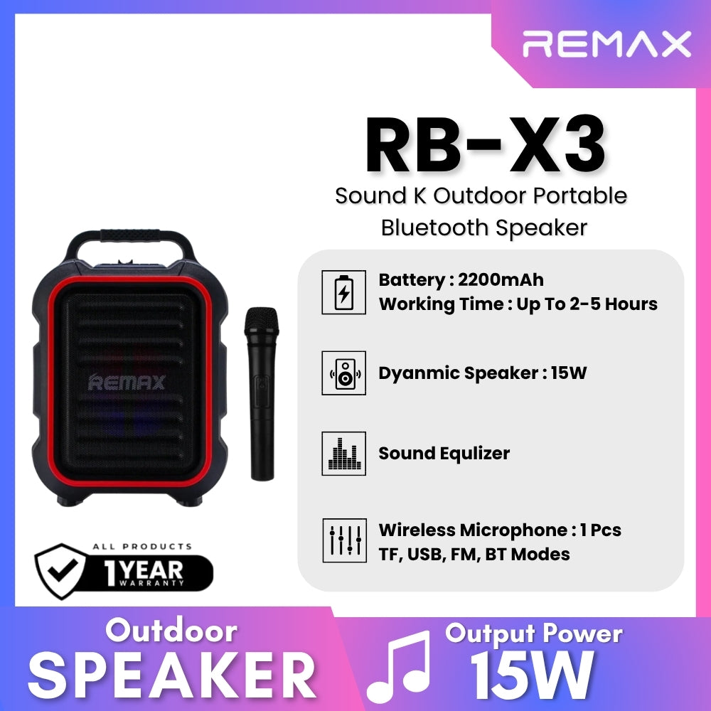 REMAX - RB-X3 Sound K Outdoor Portable Speaker (15W) - Black