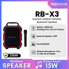 REMAX - RB-X3 Sound K Outdoor Portable Speaker (15W) - Black
