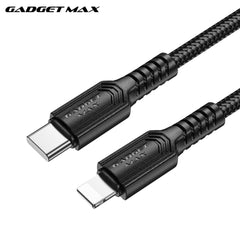 GADGET MAX - GX29 C-L Woven Series Type-C To Lightning Fast Charging Data Cable (27W) - Black